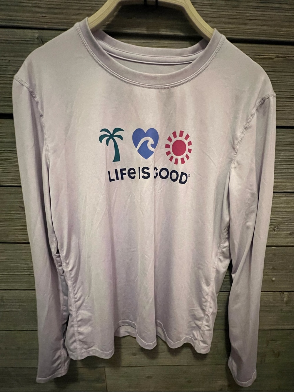 Life Is Good Long-Sleeve Light Lavender with Colorful Beach Icons